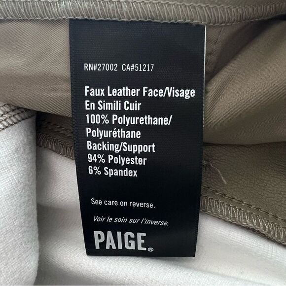 PAIGE Women's Maria Pant Vegan Leather Self Belt Exposed Button Fly - Picture 9 of 11